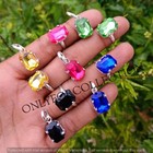 Multi Faceted Topaz Glass 925 Sterling Silver Plated Lot Prong Rings   Pendants