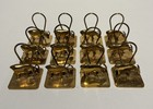 Set Of 12 Vintage Brass Bull Place Card Holders Unique 