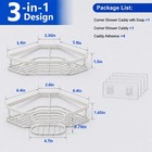 White Corner Shower Caddy  Rustproof Organizer W  Soap Holder   8 Hooks