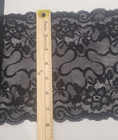 Vintage Klauber Black Stretch Floral Ribbon Galloon Lace 8  Wide  30 Yard Lot 91