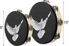 Set Of 2 Tambourine 10 And 8 Dove Church Tambourine With Double Row Jingle W