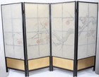 Japanese 4-panel Room Divider 69  X 48  Folding Shoji Screen Painted Fruit Tree