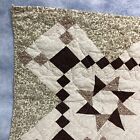 Quilt Throw Cotton 50  X 50  8 Point Star Mocha Browns Long Arm Quilted