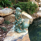 Antique Bronze Patina Mermaid Sculptures Siren Statues Nautical Pool Pond Decor