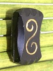 Antique Black Glass Button Rectangle Gold Foil Embedded Tunnel Shank 11 16 