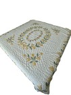 Vintage Embroidery Quilt Flowers Tulip Cross Stitch Hand Quilted Yellow Cottage