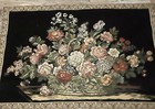 Vtg French Tapestry Floral Pictorial Wall Decor Tapestry 36x53 Large