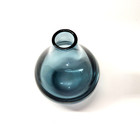 Krosno Poland 6  Hand Blown Art Glass Bottle Vase     Smoky Teal
