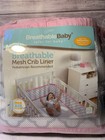 Breathable Baby Mesh Crib Liner Classic Standard Baby Crib Off-white Pink New