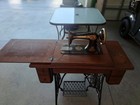 Singer Antique Original Treadle Sewing Machine In Wood Cabinet Pre-1930