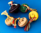 Vintage Realistic Wood Sombrero Buttons With Yarn