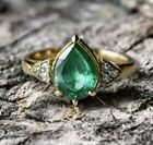 New 14k Natural Emerald Ring 14k Solid Yellow Gold Engagement Ring