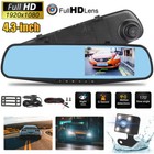4 3   Car 1080p Dual Lens Auto Dvr Mirror Dash Cam Recorder rear View Backup Cam