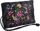 Embroidery Travel Jewelry Bag Roll Embroidered Flower And Bird Brocade 