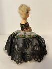 Vintage German Bisque Porcelain Half Doll Pin Cushion With Lace Unmarked