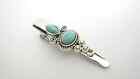 Turquoise Blue Stone And Silver Metal Alligator Hair Clip For Fine Thin Hair