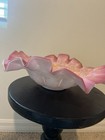 Stunning Antique Pink Cased Painted Art Glass Brides Basket Bowl Victorian 14   