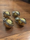 Set Of 4 Vintage Brass   Bronze Ball Casters - Swivel Wheels W  Square Plate Top