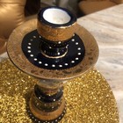 Vintage Limoges Cobalt Blue And Gold Gilt Porcelain Enamel Candle Holder France