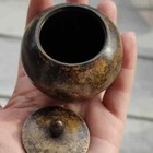 Vintage China Antique Tea Caddy Old Copper Collection Zodiac Carving Storage Jar