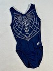 Gk Elite Leotard Gymnastics Team Usa Replica Silver Sequin Bling Blue Tank  Axs