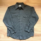 Vtg 70s Sears Perma-prest Men s Green Long Sleeve Button Work Shirt Poly cotton