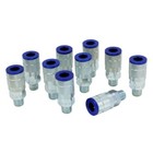 Milton   Colorfit   1 4  Npt Male T-style Pneumatic Couplers  Blue  box Of 10 