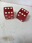 Vintage Bakelite Dice 1 1 2  Red  Pair   Translucent