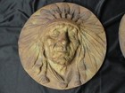 2 Late 19th Century Large Cast Iron Indian Chief Building Plaque Reliefs Rare 