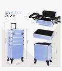 Rolling Aluminum Makeup Case Trolley Blue Lockable 360   Detachable Wheels
