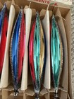 Lot 5 Vtg Icicle Christmas Ornaments Poland Mica Ribbed Multicolor 7       Orig  Box