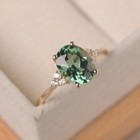 Delicate Vintage Engagement Ring Green Sapphire Yellow Gold Ring Oval Cut Gifts