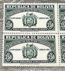 Bolivia 1951 Green Consular Revenue Issue Denominated In Us Currency Block Of 4