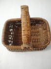 Vintage Wicker Basket Brown With Handle Small Gift Basket Cottage Decor 6 