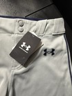 Under Armour Youth Unisex Baseball softball Pants Gray W  Navy Piping Ym