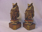 Antique Marion Mfg Wise Owl  Bookends Bronze Clad Heavy Sculptures 8  Tall