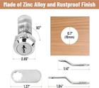 3 Pack 5 8  Cabinet Locks With Keys Cam Locks For File Cabinets Keyed Alike 