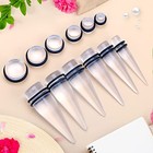 Big Ear Gauges Kit 24 Pieces Acrylic Tapers And Plugs Double O Transparent