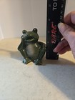 Cute 3  Porcelain Garden Frog Greenbrier Figurine Statue Green Thinking Pensive