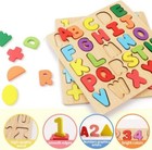 Wooden Alphabet Letters Numbers Learning Educational Jigsaw Puzzle Kids Toy Xmas