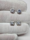 2pair Silver Plated Stud Earrings With Cubic Zirconia For Men  Women  Unisex