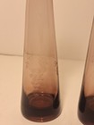 Pair Of Amethyst Bud Vases Etched Grape Motif 9 5  Tall Nn2238