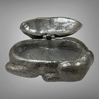 Vintage Arthur Court Bunny Rabbit Aluminum Hinged Trinket Box With Red Eyes