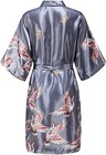 Women Silk Satin Robe Kimono Bathrobe Floral Sleepwear Dressing Gown Plus Siz