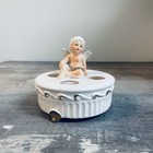 Vintage Cherub Vanity Set Lipstick Holder Porcelain