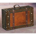 Vintiquewise Classic Rustic Storage Chest Trunk Vintage Solid Wood leather Brown