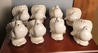 Set Of  8 Vintage White Glazed Ceramic Doves Figurines Signed By Hindu Wallace