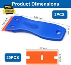 Plastic Razor Blade Scraper Tool  2 Pcs Razor Scraper With 20 Pcs Plastic Blades