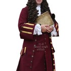 Men Maroon Wool Pirate Frockcoat Captain Hook  Customs Steampunk Medieval Coat