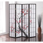 Roundhill Furniture Japanese 4-panel Screen Room Divider  Multi-color